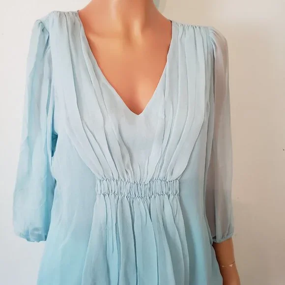 NWT Sundance 100% silk baby blue top, Size PM. - Picture 8 of 12